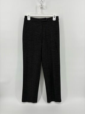 100% Wool Classic Straight Leg Pants Dark Grey Charcoal Office Front Crease